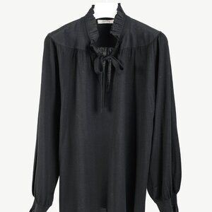 Dorothee Schumacher Black Ruffle Tie-Neck Knit Blouse